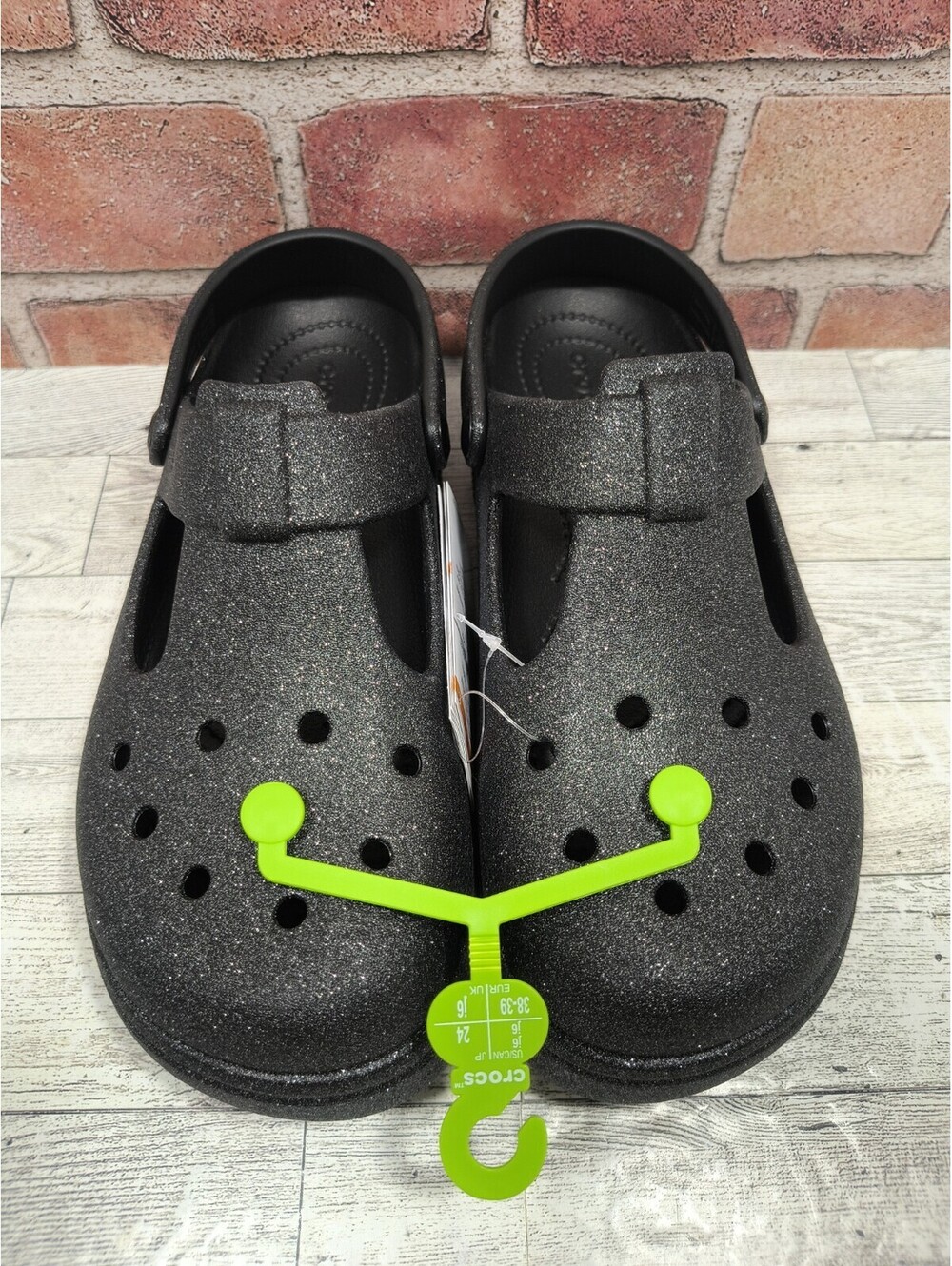 Crocs Mary Jane Glitter Clog Youth Black Glitter Size J6 211172-001 NWT - Picture 4 of 9